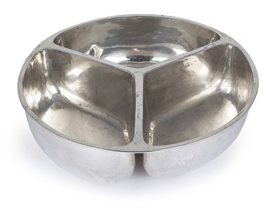 Lot 45 - A CHINESE SILVER TRIFORM DISH