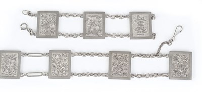 Lot 46 - A CHINESE SILVER BELT AND BRACELET