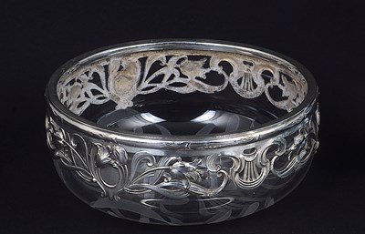 Lot 56 - A FRENCH ART NOUVEAU SILVER-MOUNTED GLASS BOWL