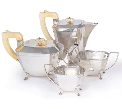 Lot 63 - A FOUR-PIECE SILVER TEA SET