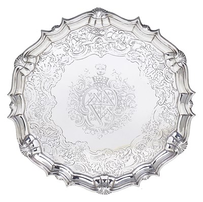 Lot 114 - A GEORGE II SILVER SALVER