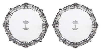 Lot 126 - A PAIR OF GEORGE II SILVER WAITERS