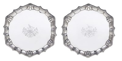 Lot 133 - A PAIR OF GEORGE III SILVER WAITERS