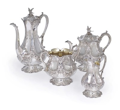 Lot 161 - A VICTORIAN SILVER FOUR-PIECE TEA AND COFFEE SET