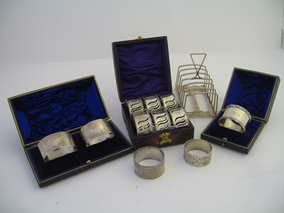 Lot 166 - ASSORTED SILVER AND PLATED NAPKIN RINGS