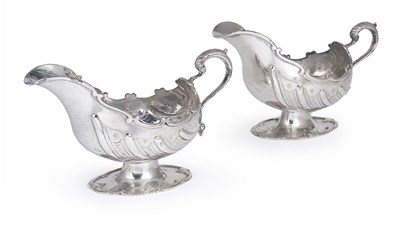 Lot 167 - A PAIR OF VICTORIAN SILVER SAUCEBOATS