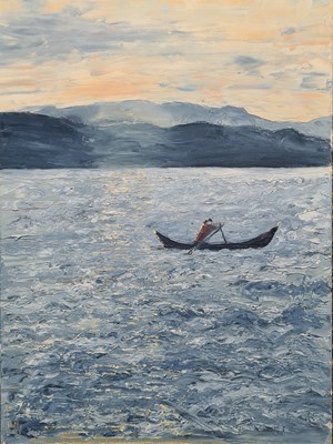 Lot 104 - HILLY MC (20TH CENTURY) ROWING ACROSS THE LAKE...