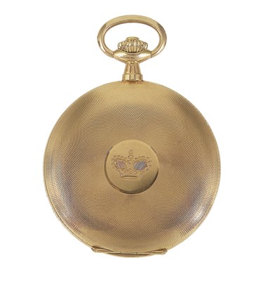 Lot 198 - A SWISS GOLD SLIM HUNTING CASED KEYLESS POCKET WATCH