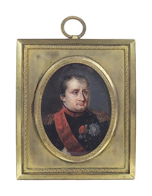 Lot 199 - A FRENCH EMPIRE PORTRAIT MINIATURE OF THE EMPEROR NAPOLEON