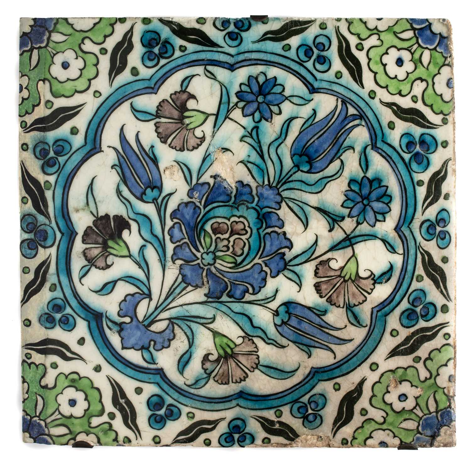 Lot 79 - A DAMASCUS TILE, OTTOMAN SYRIA, LATE 16TH CENTURY