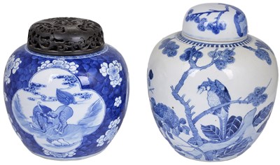 Lot 41 - TWO CHINESE BLUE AND WHITE GINGER JARS