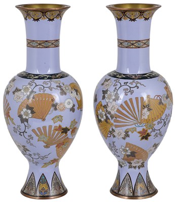 Lot 62 - A PAIR OF JAPANESE CLOISONNE VASES