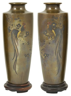 Lot 65 - A PAIR OF JAPANESE BRONZE VASES