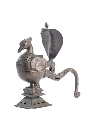 Lot 174 - A BRONZE INCENSE BURNER, DECCAN, INDIA, 19TH CENTURY OR EARLIER