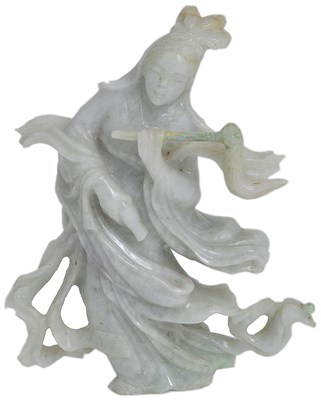 Lot 78 - A CHINESE JADE FIGURE OF GUANYIN