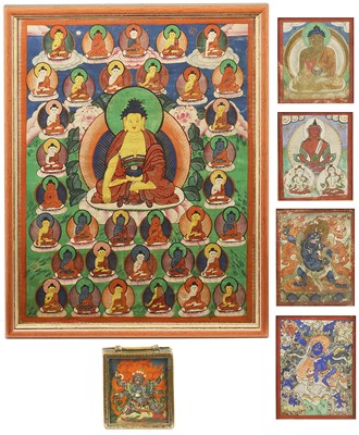 Lot 95 - SIX BUDDHIST PAINTINGS