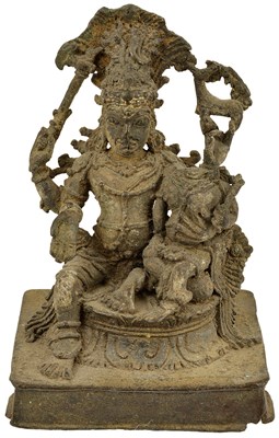 Lot 109 - A BRONZE FIGURE OF SIVA AND PARVATI