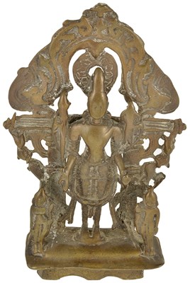 Lot 113 - A BRONZE SHRINE DEPICTING VISHNU