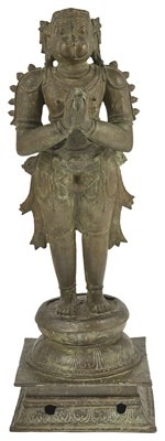 Lot 114 - A LATE CHOLA BRONZE FIGURE OF HANUMAN