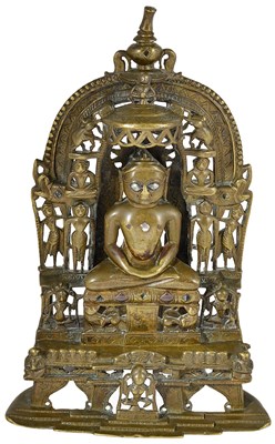 Lot 118 - A JAIN BRASS SHRINE DEPICTING RSHABHANATHA