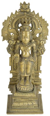 Lot 133 - A BRONZE SHRINE DEPICTING VISHNU