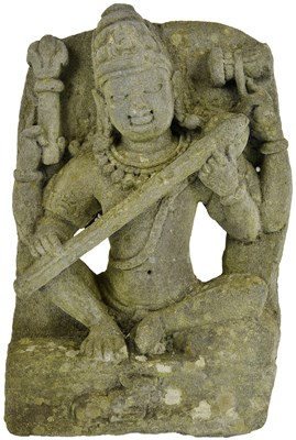 Lot 154 - A SCHIST STELE DEPICTING SIVA VINADHARA