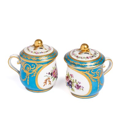 Lot 36 - TWO SEVRES CUSTARD CUPS AND COVERS (POTS A JUS), 1787