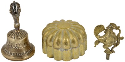 Lot 203 - THREE BRASS OBJECTS