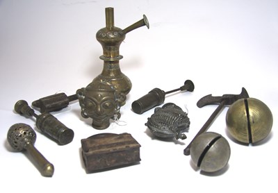 Lot 235 - ELEVEN BRASS AND IRON OBJECTS