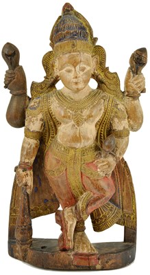 Lot 244 - A PAINTED AND CARVED FIGURE OF SKANDA