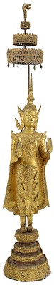 Lot 251 - A LACQUERED GILT BRONZE FIGURE OF BUDDHA