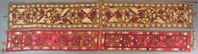 Lot 255 - TWO SILK EMBROIDERED COTTON DOOR HANGINGS