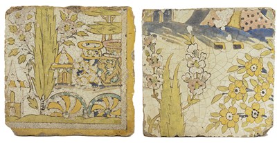 Lot 265 - TWO SAFAVID CUERDA SECA TILES