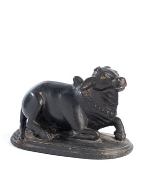 Lot 166 - A GREY STONE FIGURE OF NANDI BULL, NORTHERN INDIA, CIRCA 1890