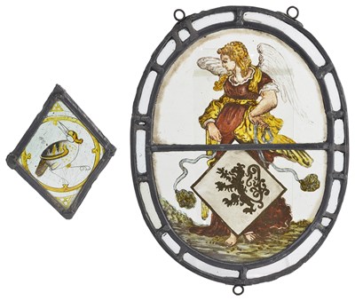 Lot 272 - A PAINTED GLASS PANEL