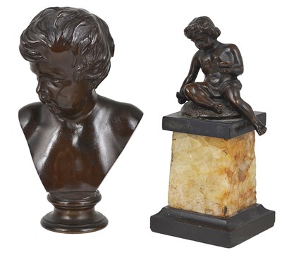 Lot 280 - A FRENCH BRONZE BUST OF A YOUNG BOY