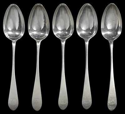 Lot 290 - A SET OF FOUR SCOTTISH GEORGE III SILVER TABLESPOONS