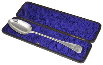 Lot 298 - A VICTORIAN SILVER ADMIRALTY PATTERN GRAVY SPOON