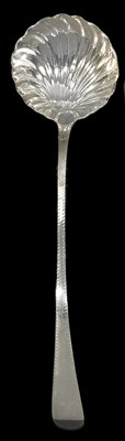 Lot 305 - A GEORGE III SILVER SOUP LADLE