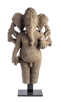 Lot 103 - A BUFF SANDSTONE FIGURE OF GANESHA, NORTHERN INDIA, 11TH/12TH CENTURY