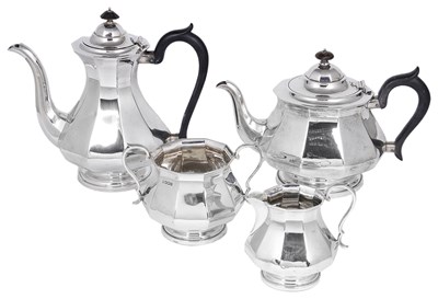 Lot 348 - A GEORGE VI SILVER FOUR-PIECE TEA AND COFFEE SET