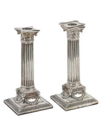 Lot 354 - A PAIR OF VICTORIAN SILVER CANDLESTICKS