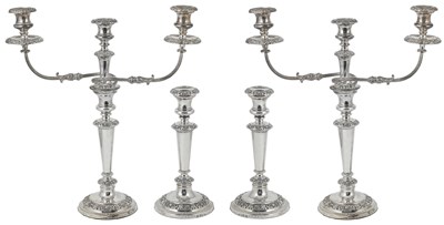 Lot 364 - A SET OF FOUR SILVER CANDLESTICKS