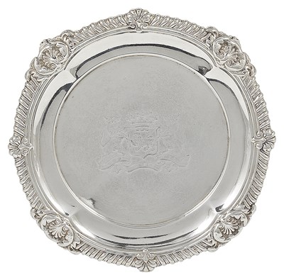 Lot 373 - A GEORGE III SILVER WAITER