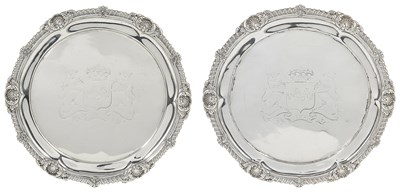 Lot 385 - A PAIR OF GEORGE III SILVER SALVERS