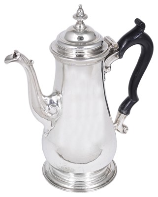 Lot 397 - A GEORGE II SILVER COFFEE POT