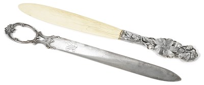 Lot 408 - ~TWO AMERICAN SILVER PAPER KNIVES