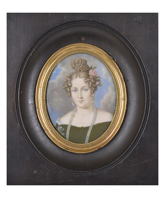 Lot 428 - ~A PORTRAIT MINIATURE OF AMALIE HAIZINGER