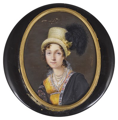 Lot 429 - ~A PORTRAIT MINIATURE OF A YOUNG LADY