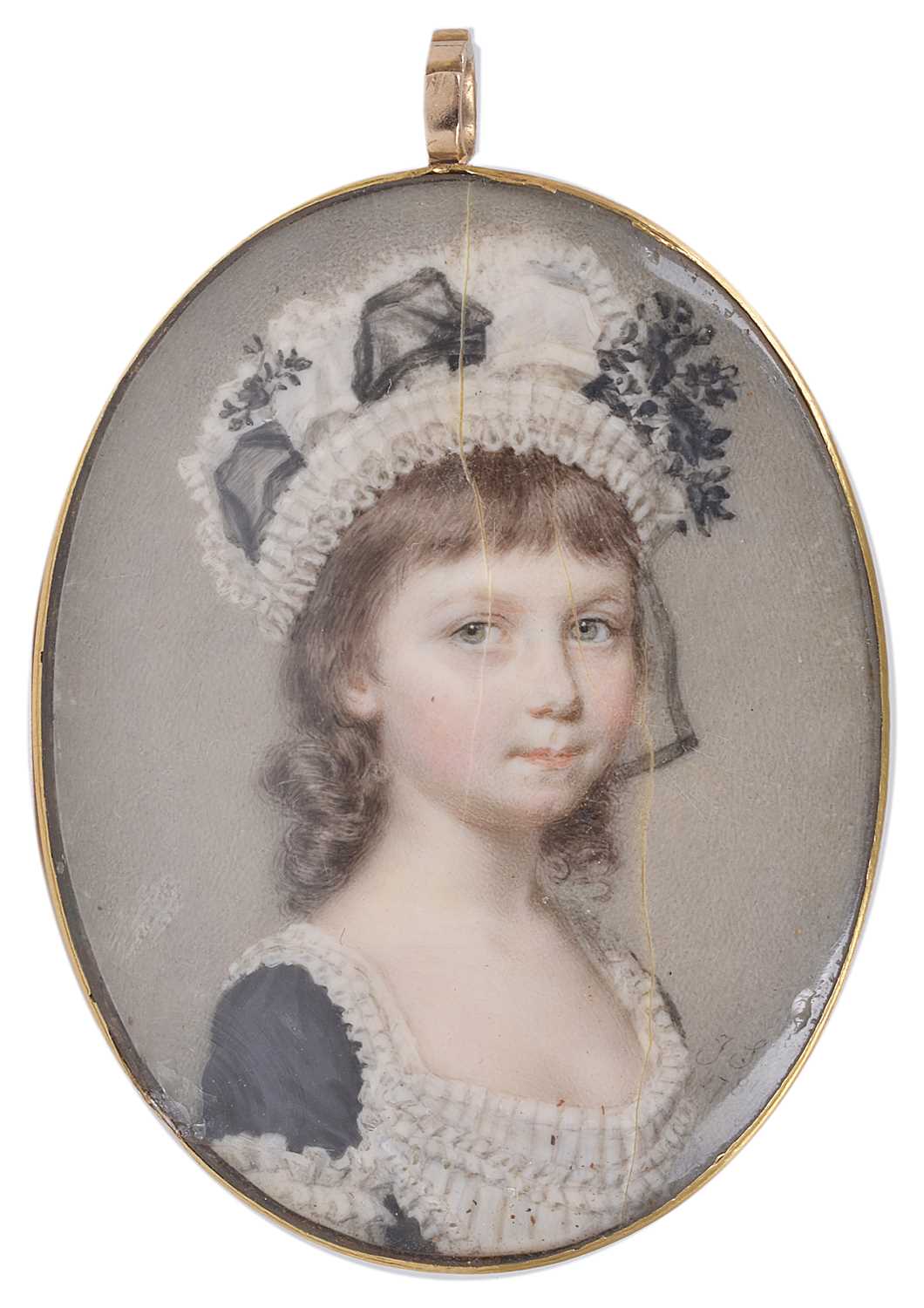 Lot 430 - ~A PORTRAIT MINIATURE OF A YOUNG GIRL